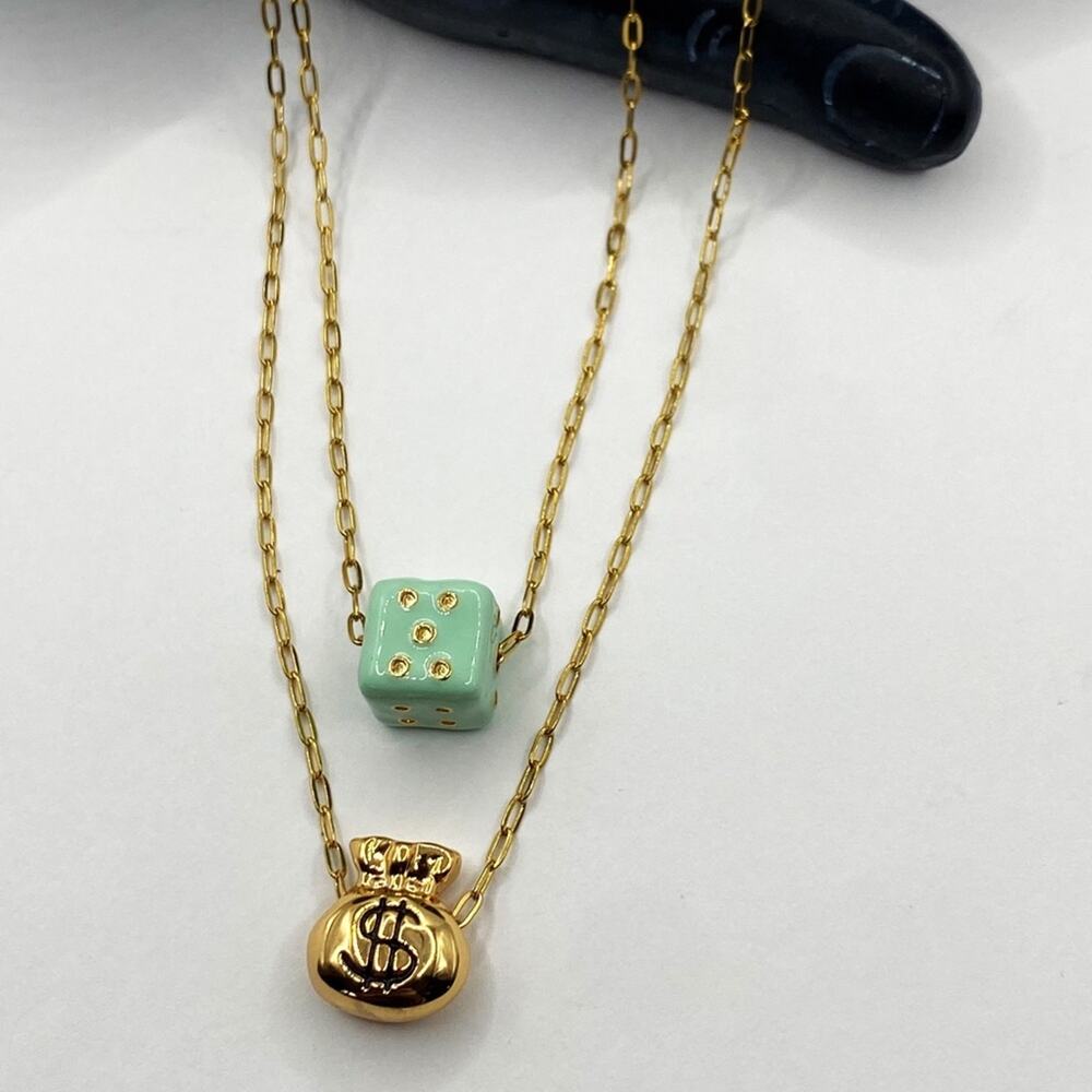 NEW Gold Money Bag & Mint Green Dice Layered - Picture 13 of 13